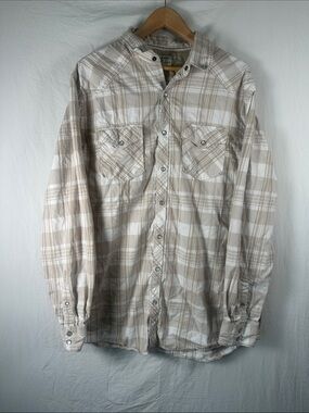 Old Navy Beige & White Plaid Button-Up Shirt